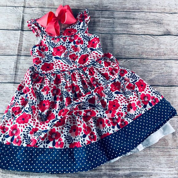 Nannette Other - EUC Nannette Kids Floral Polka Dot Dress sz6 & bow